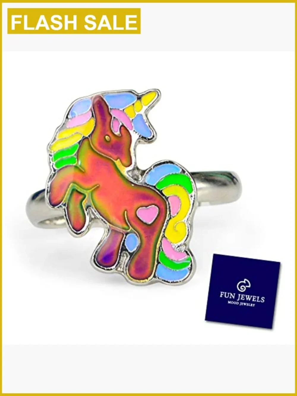 Adjustable Unicorn Mood Ring Color Changing Jewelry for Girls